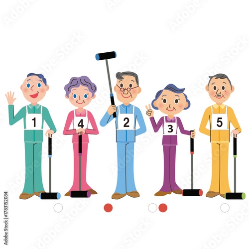 老人が集合してゲートボールを楽しむ