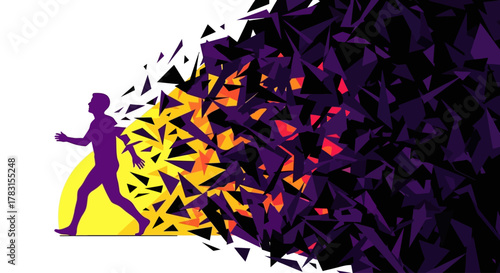 Bold Abstract Vector of Person Overcoming Anxiety and Mental Health Breakthrough