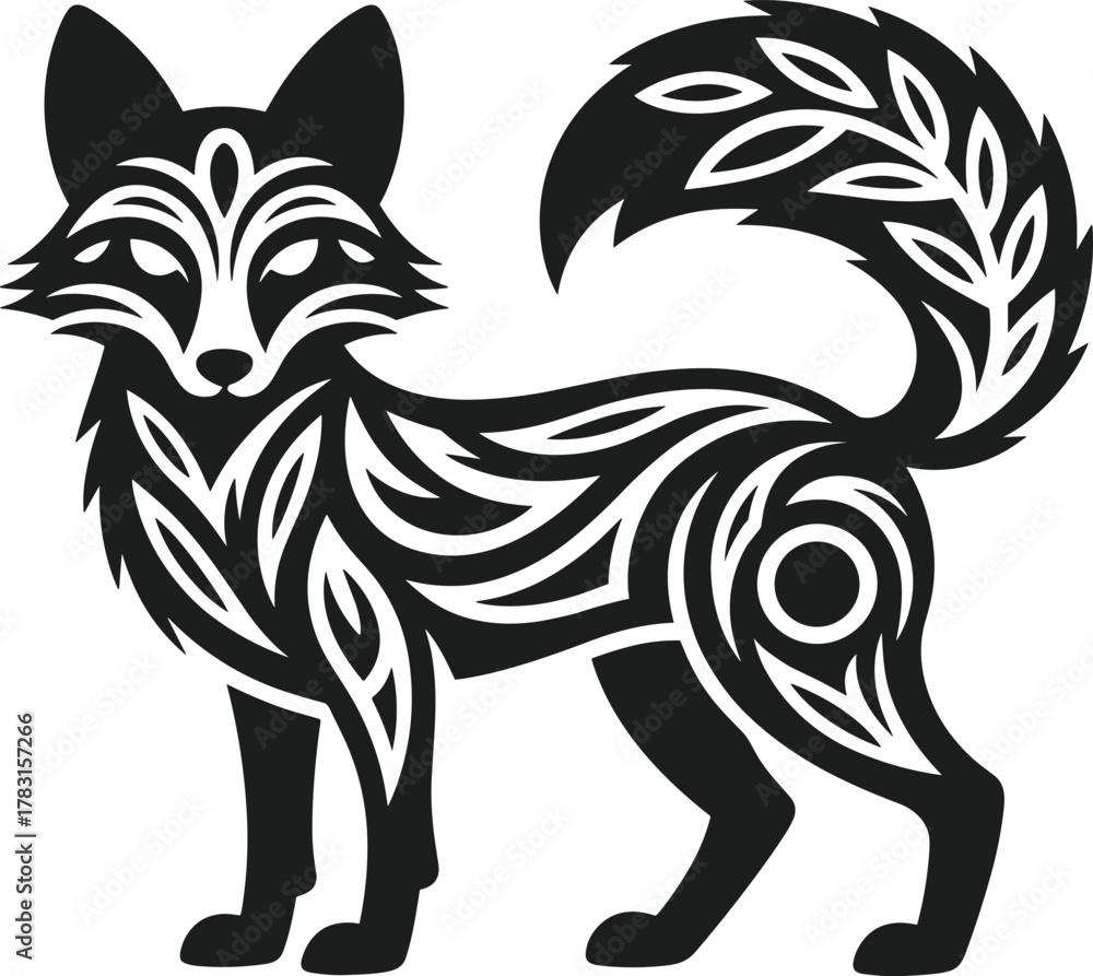 custom made wallpaper toronto digitalBlack fox tribal tattoo design on white background