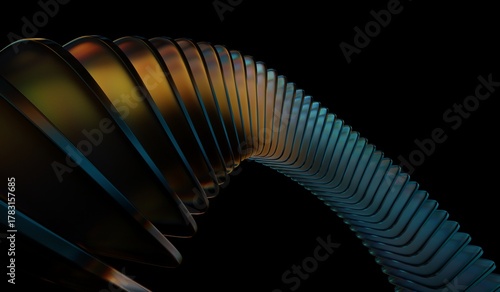 Neon light holographic gradient, abstract crystal pattern, blue teal orange caustic effect, glass chromatic cube block shapes render, 3D illustration showing black 3D background.