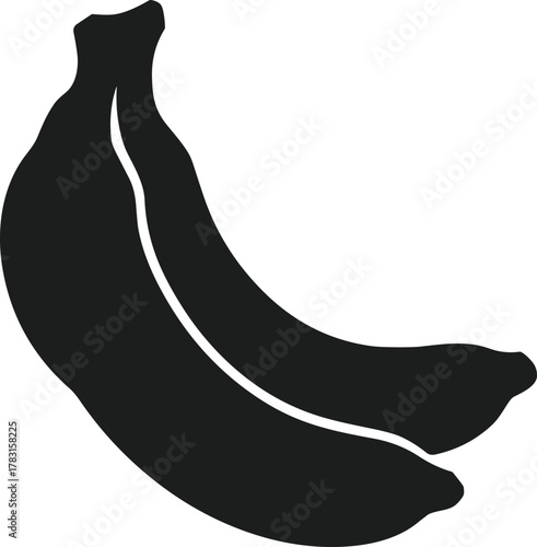 Black banana bunch silhouette vector graphic fruit