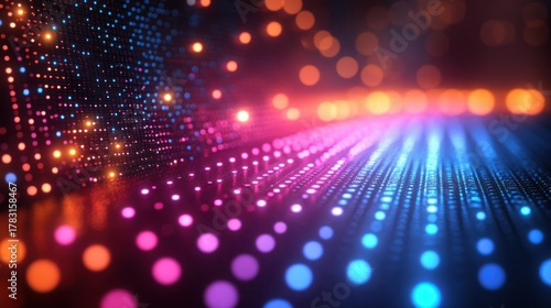 Illuminated Digital Grid: An abstract depiction of interconnected data streams and digital pathways, with glowing nodes of vibrant colors weaving a visually captivating network.