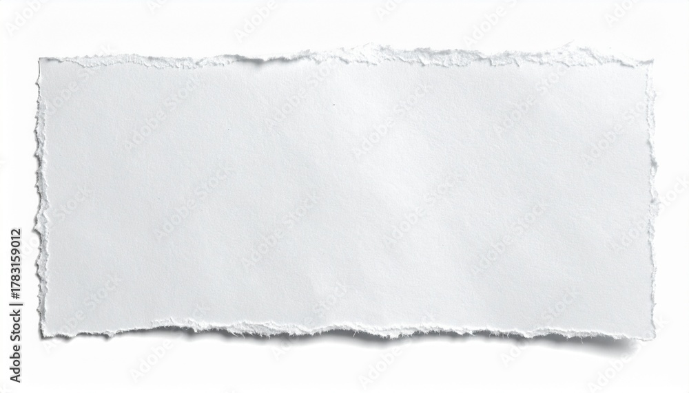 Obraz premium Blank white ripped paper piece with jagged edges, isolated on white background, copy space for text or design