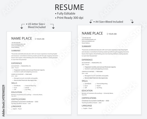 editable resume format