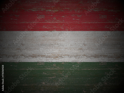 Old wooden Hungary flag