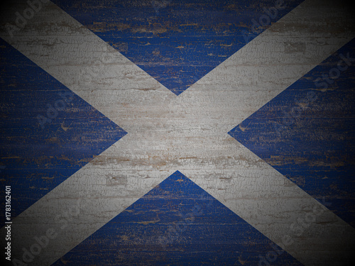 Old wooden Scotland flag