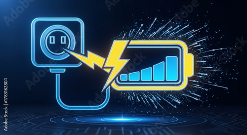 Electrical charging station battery power energy supply recharge technology concept design illustration