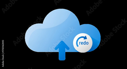 Cloud storage backup and redo concept for data recovery and version control with arrow indication icon