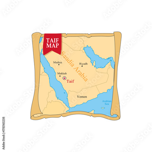 Taif - Kingdom of Saudi Arabia - map - illustration