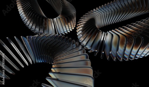 Photos Abstract crystal pattern, white caustic effect, and glass chromatic cube block shapes render, 3D illustration showing black 3D background, neon light holographic gradient