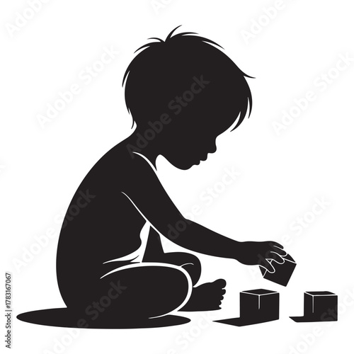 Child playing with blocks