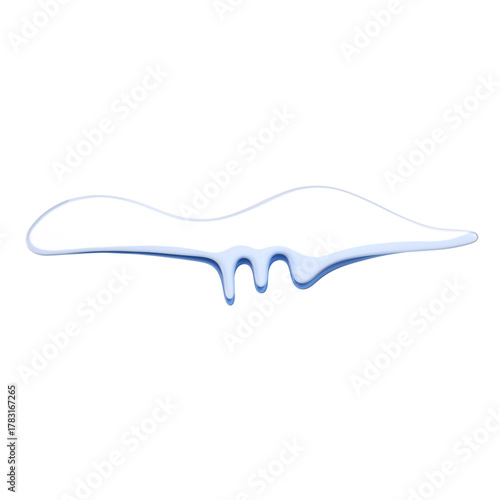A 3D stylized long white snow cap with a curving top and three dripping sections along the bottom.