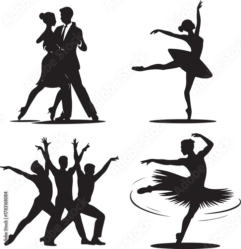 Diverse Dance Styles Silhouette Collection Elegant Movement and Artistic Expression