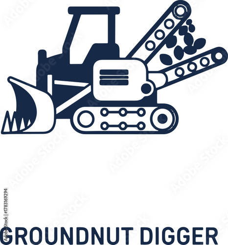 Streamlined thresher with winnower unit for efficient grain processing, promoting sustainable agriculture and modern farming equipment design, perfect for educational materials and product demos