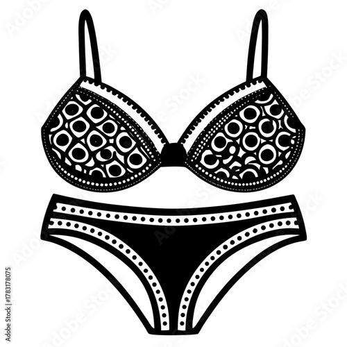 Fashion vector illustration of a full cup bra lingerie underwear and intimate apparel design elements