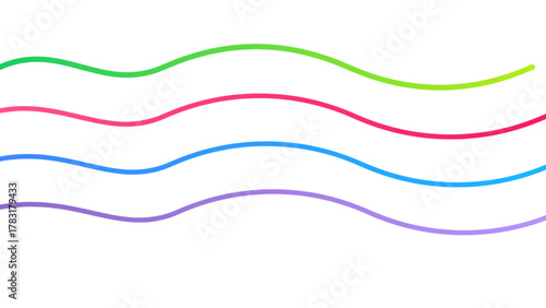 Four Sinusoidal Wavy Lines Gradient Rainbow Abstract Flow Dynamic Motion Artistic Digital Curves Vibrant Spectrum Background