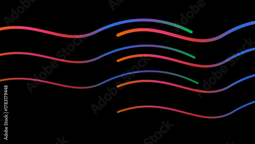 Multicolor Wavy Lines Gradient Spectrum Abstract Flow Dynamic Motion Artistic Digital Curves Vibrant Energy Design Black Background