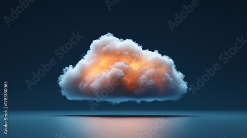 Floating luminous cloud on dark background