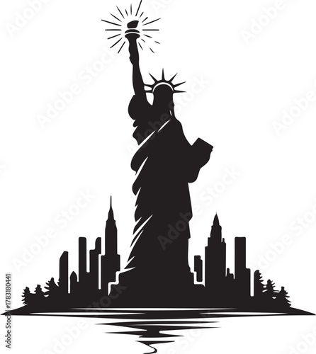 Statue of Liberty silhouette collection new york landmark symbol american monument usa freedom architecture tourist attraction landmark landmark city travel america famous