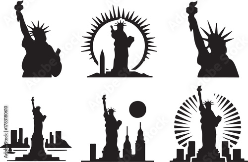 Statue of Liberty silhouette collection new york landmark symbol american monument usa freedom architecture tourist attraction landmark landmark city travel america famous