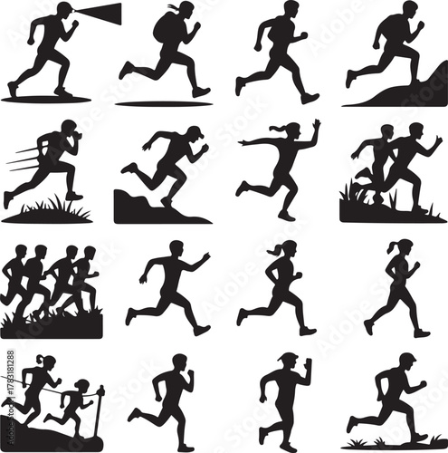 Human Silhouette Action Poses Collection