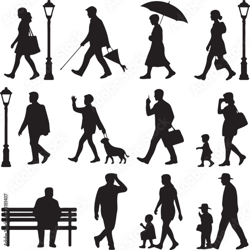 Human Silhouette Action Poses Collection