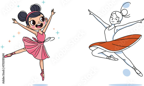 Cute little ballerina dancing gracefully, ballet performance, elegant pose, artistic movement, child dancer, joy, creativity, expression, dance art, performance beauty