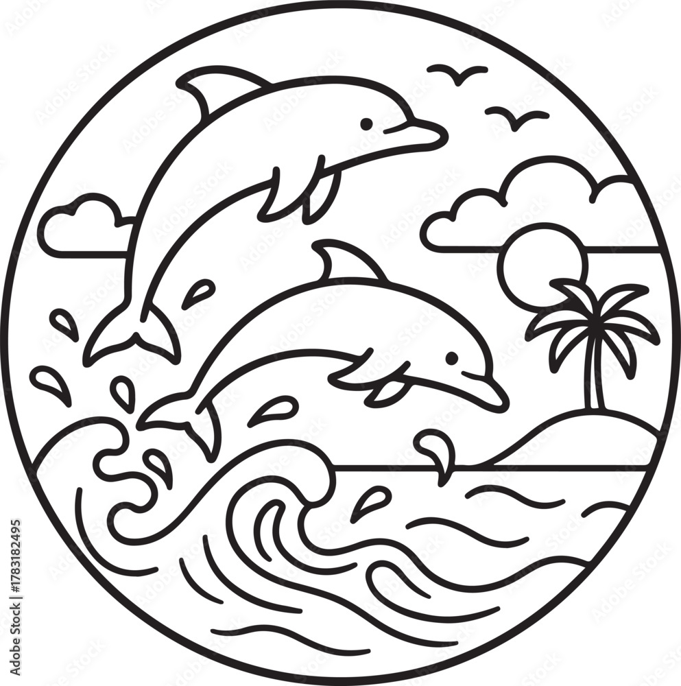 Naklejka premium Relax and unwind with this beautiful collection of black and white animal and bird illustrations, designed with bold, easy-to-color outlines perfect for both beginners and experienced colorists. Each 