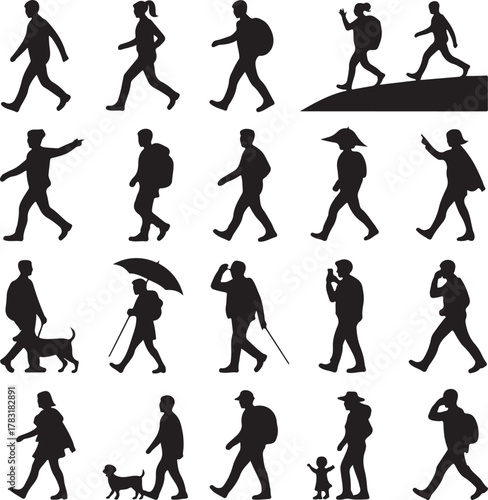 Human Silhouette Action Poses Collection