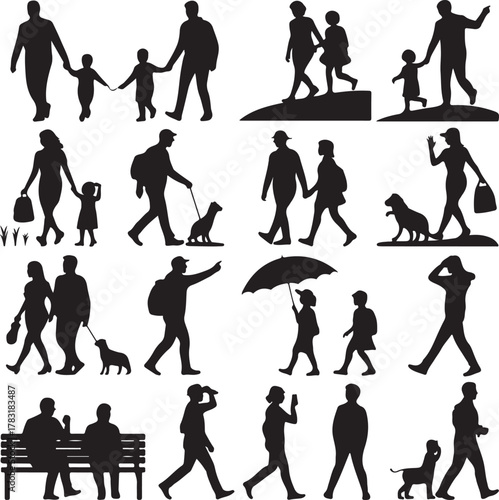 Human Silhouette Action Poses Collection