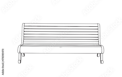 Line Art Illustration of a Classic Outdoor Bench