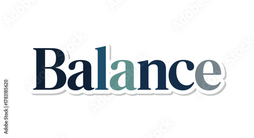 Colorful Balance Typography Design with Subtle Shadow and Clean White Background