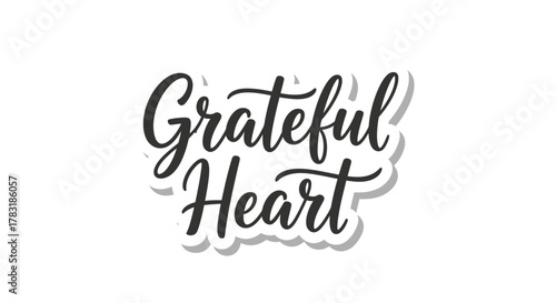 Elegant Grateful Heart Calligraphy Design on White Background for Inspirational Themes