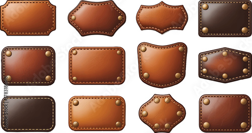 leather clothing Different labels design with rivet decoration