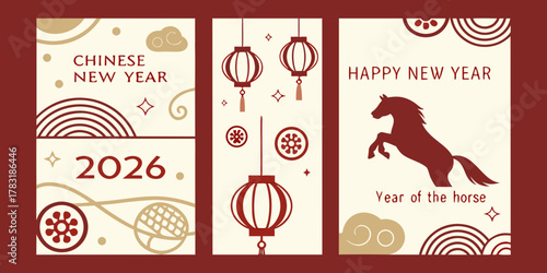 Happy chinese new year 2026 year of the horse celebration banner