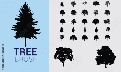 Tree Silhouette Brush Set - Collection of Vector Tree Silhouettes