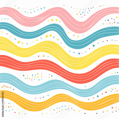 Abstract Organic Color Line Shapes with Fun Kid-like Squiggle Pattern Design for Backgrounds