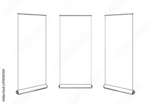 Blank Roll-Up Banners Outline Mockup Set