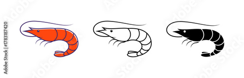 Shrimp icon isolated on white background.