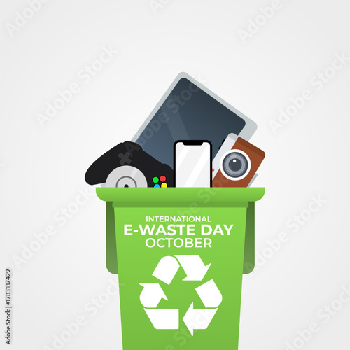 Vector graphic of International E-Waste Day for International E-Waste Day celebration.