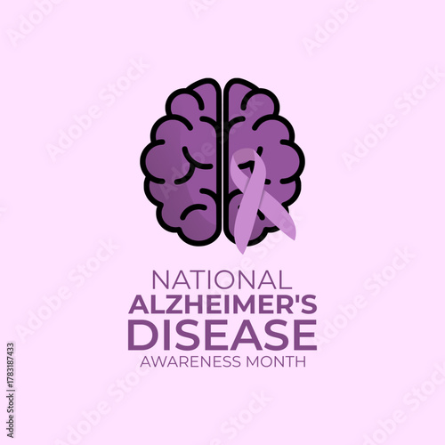 Vector graphic of National Alzheimer's Disease Awareness Month for National Alzheimer's Disease Awareness Month celebration.
