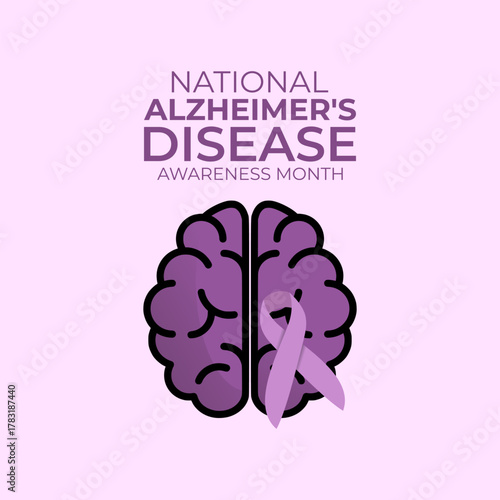 Vector graphic of National Alzheimer's Disease Awareness Month for National Alzheimer's Disease Awareness Month celebration.