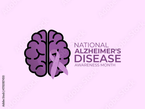 Vector graphic of National Alzheimer's Disease Awareness Month for National Alzheimer's Disease Awareness Month celebration.