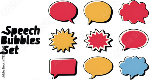 speech bubbles in different shapes design idea colorful Set