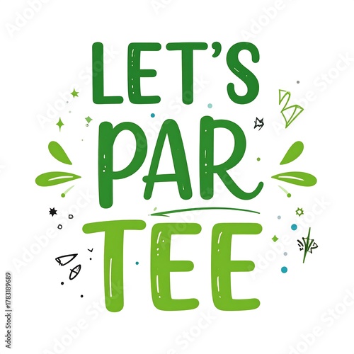 Whimsical green text on a white background, celebrating a 