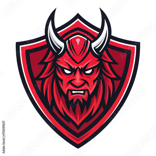 Cursed Totem Mascot Logo Vector, Flat Esport Crest Emblem Design with Bold Red Fills and Heavy Outlines, Transparent Background

