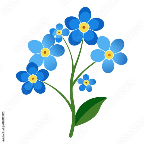  forget me not flower silhouette on white background