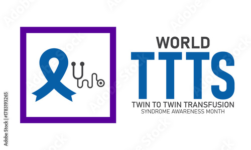 World Twin to Twin Transfusion Syndrome Awareness Month Poster Banner and Background Abstract Design Template Featuring Twin Baby Silhouette and Doctor icon Illustration for Pregnancy Health Education