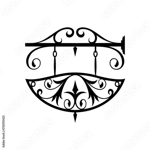 Vintage wrought-iron sign with ornate frame — a touch of old Paris charm.