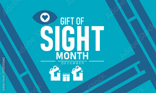 Gift of Sight Month Poster Banner and Background Abstract Design Template Featuring Eye and Glasses Illustration for Vision Health Awareness Medical Education and Eye Care Prevention Campaign